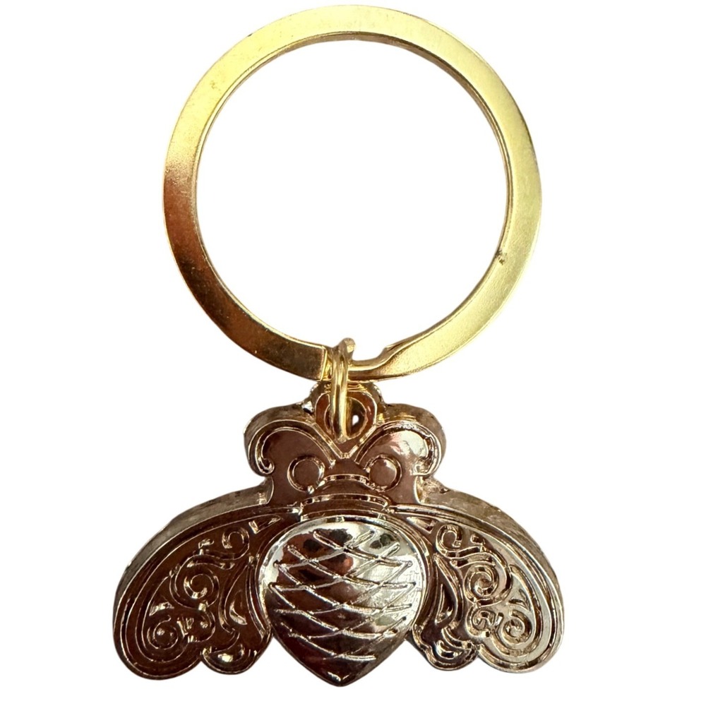 Patron Tequila Bee Keychain Unisex Gold Tone Metal Collectible Logo Key Ring